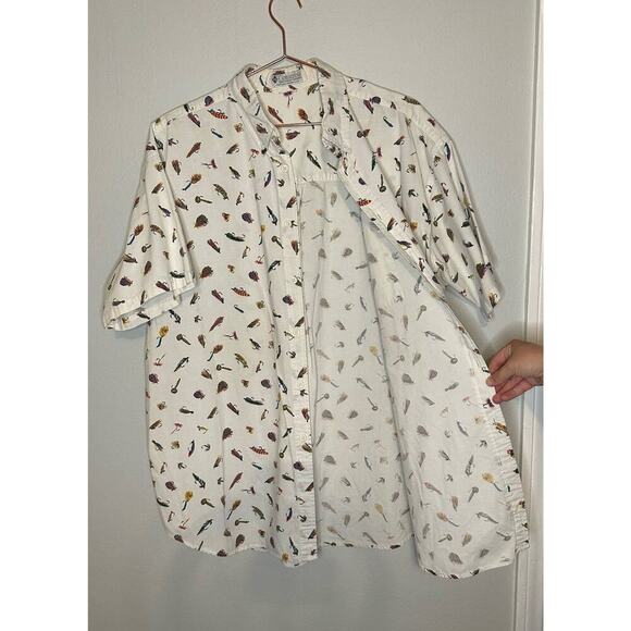 Vintage Columbia White Fish Lure Design Short Sleeve Button Down Shirt Size M - Picture 8 of 9